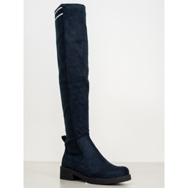 Ideal Shoes Botas de gamuza sin cordones azul marino 2
