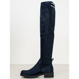 Ideal Shoes Botas de gamuza sin cordones azul marino 3