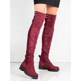 Ideal Shoes Botas de gamuza sin cordones rojo 2 Ideal Shoes Botas de gamuza sin cordones rojo 2