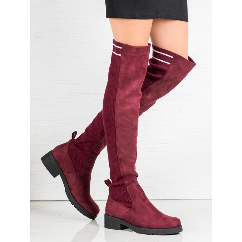 Ideal Shoes Botas de gamuza sin cordones rojo 1 Ideal Shoes Botas de gamuza sin cordones rojo 1