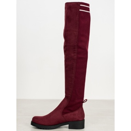 Ideal Shoes Botas de gamuza sin cordones rojo 5