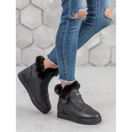 SHELOVET Botas deportivas con pelo negro 3