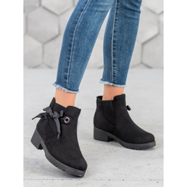SHELOVET Botines sin cordones con lazo negro 1