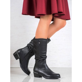 SHELOVET Botas negras con cuero ecológico negro 2
