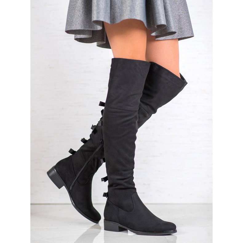 Forever Folie Mosqueteros de ante con lazos negro 1 Forever Folie Mosqueteros de ante con lazos negro 1