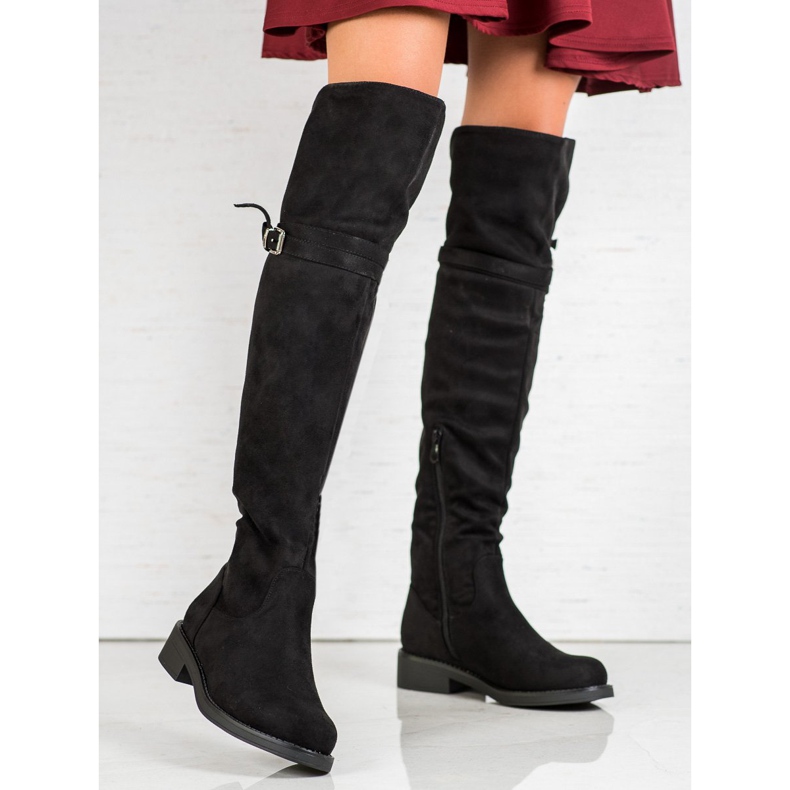 Ideal Shoes Botas elegantes con hebilla negro 2