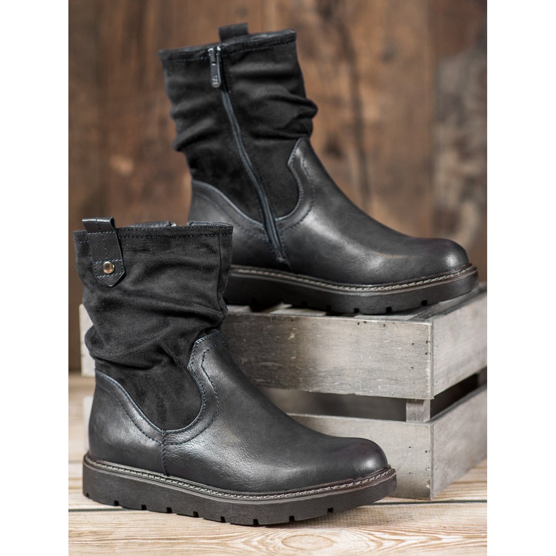 Ideal Shoes Trabajadores en la plataforma negro 1