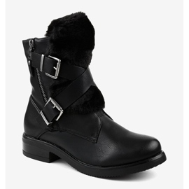 Botas negras planas con pelo 1061A-PA negro 1 Botas negras planas con pelo 1061A-PA negro 1