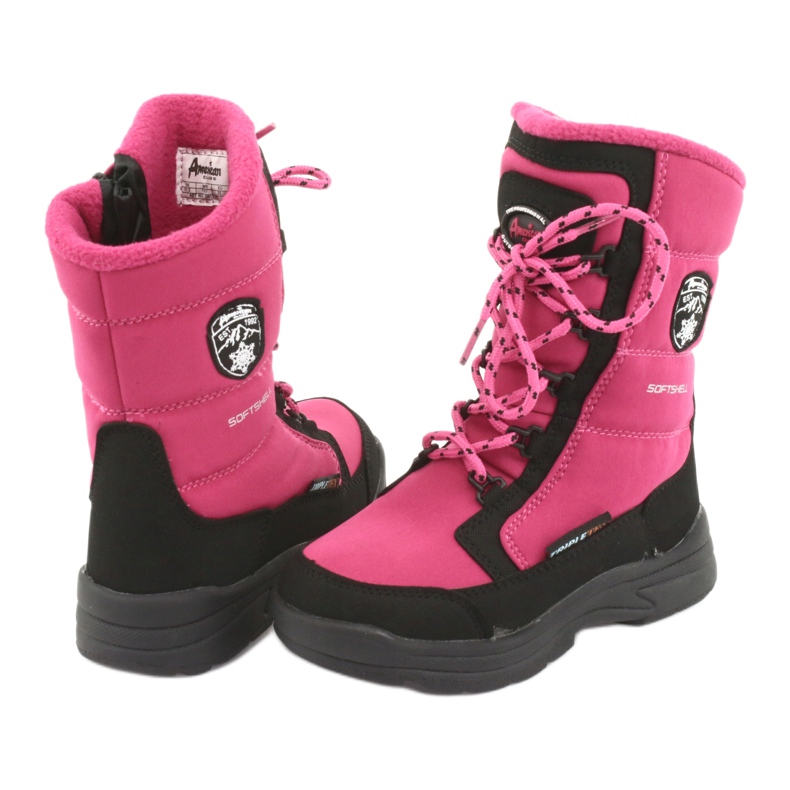Botas de nieve con membrana American club SN13 rosa / negra negro rosado 4