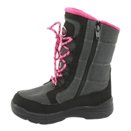 Botas de nieve con membrana gris American club SN13 negro rosado 2