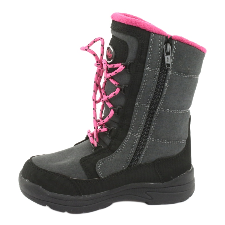 Botas de nieve con membrana gris American club SN13 negro rosado 2