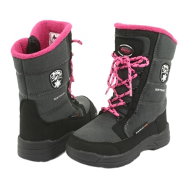 Botas de nieve con membrana gris American club SN13 negro rosado 4