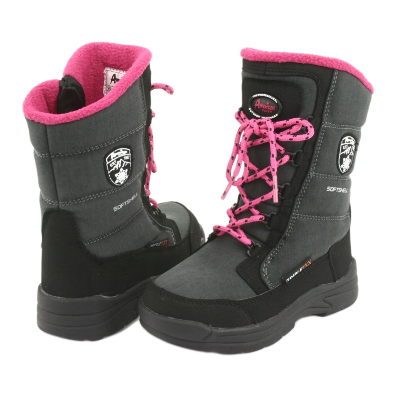 Botas de nieve con membrana gris American club SN13 negro rosa 4