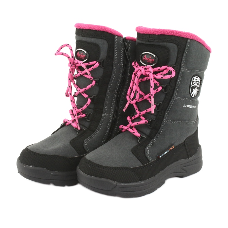Botas de nieve con membrana gris American club SN13 negro rosado 3
