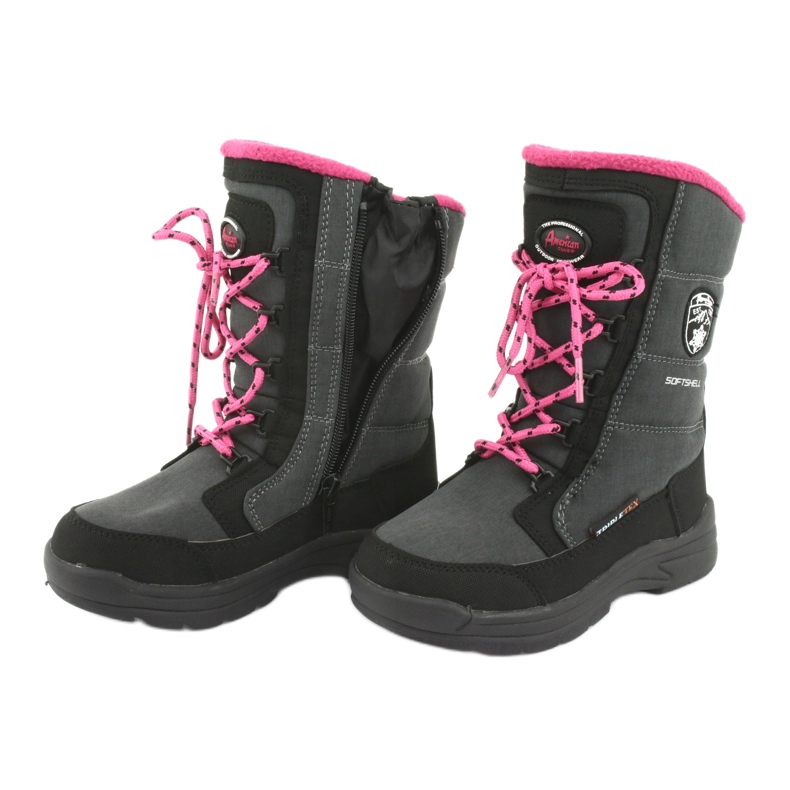 Botas de nieve con membrana gris American club SN13 negro rosado 5