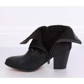 Black 3698 Botas negras con cordones de tacón alto negro 3