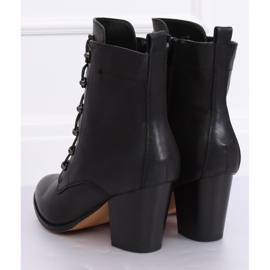 Black 3698 Botas negras con cordones de tacón alto negro 6