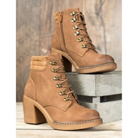 Queen Vivi Botas con cordones con cuero ecológico marrón 4