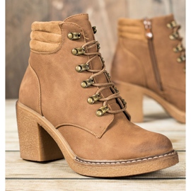Queen Vivi Botas con cordones con cuero ecológico marrón 5