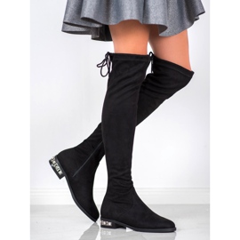 Bestelle Botas hasta el muslo con tacón decorativo negro 2