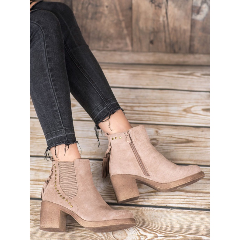 Small Swan Botines chelsea con flecos marrón 1