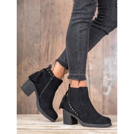 Small Swan Botines chelsea con flecos negro 5
