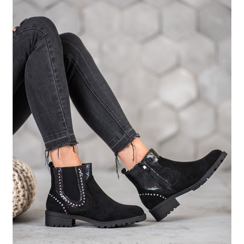 Small Swan Botines chelsea con estampado de serpiente negro 2 Small Swan Botines chelsea con estampado de serpiente negro 2