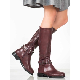 SHELOVET Botas granate con circonita cúbica rojo 4