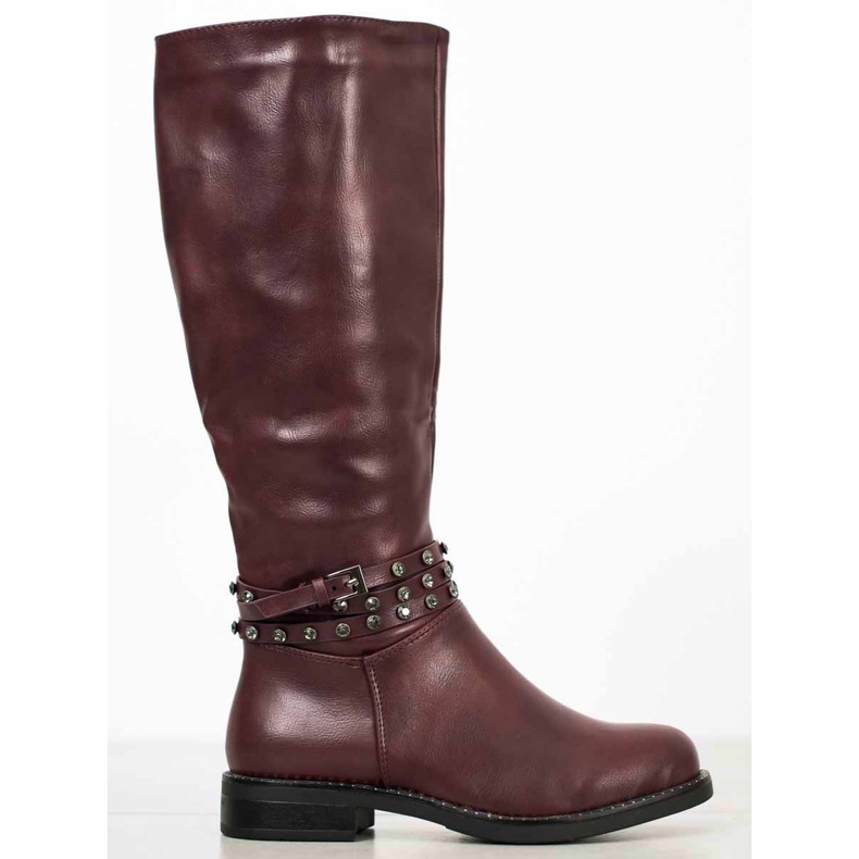 SHELOVET Botas granate con circonita cúbica rojo 2 SHELOVET Botas granate con circonita cúbica rojo 2