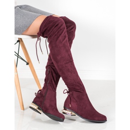 Cm Paris Botas hasta el muslo con tacón decorativo rojo 1