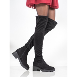 SHELOVET Botas de muslo en la plataforma negro 1