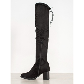 SHELOVET Botas sobre la rodilla de ante negro 4
