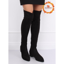 Botas mosqueteras con tacón plano negro RB34P Negro 1 Botas mosqueteras con tacón plano negro RB34P Negro 1