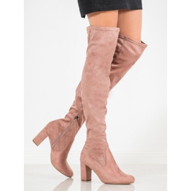 Corina Botas elegantes por encima de la rodilla rosado 2