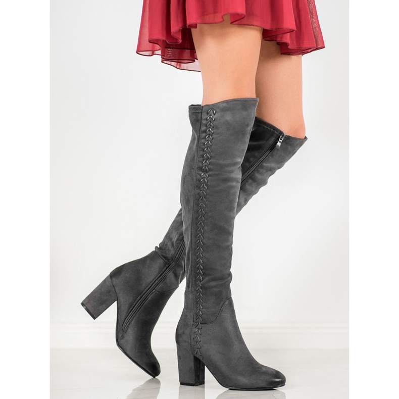 S. BARSKI Botas de ante estampadas gris 1