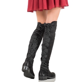 Forever Folie Botas altas de ante con ribete negro 2