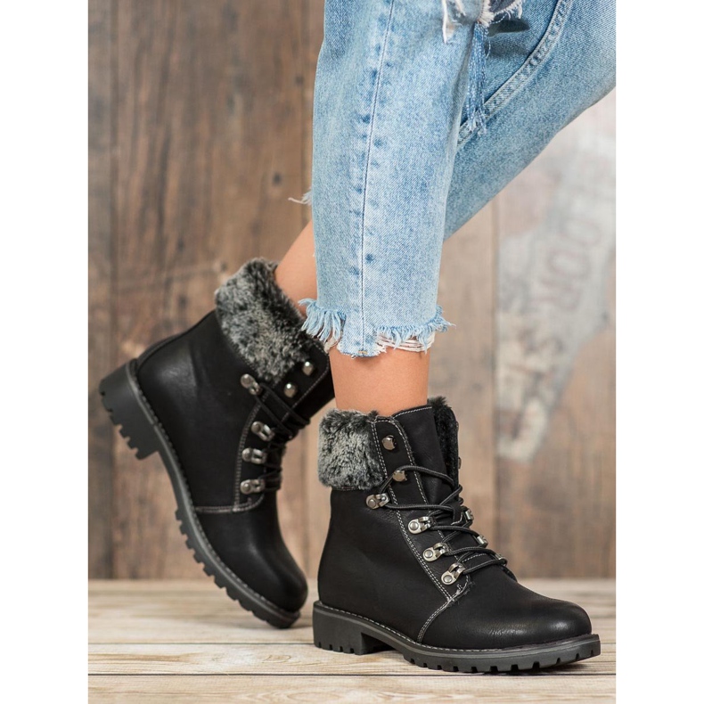 SHELOVET Tramperos atados con piel negro 1 SHELOVET Tramperos atados con piel negro 1