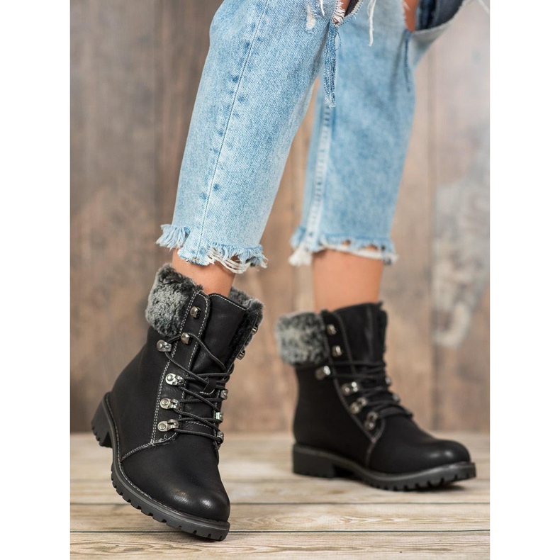 SHELOVET Tramperos atados con piel negro 2