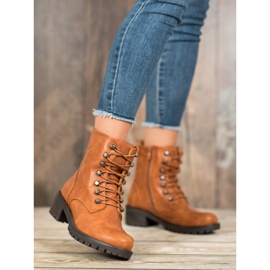 Kayla Trabajadores de la roca con cuero ecológico marrón 2