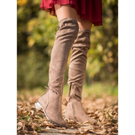 Cm Paris Botas hasta el muslo con tacón decorativo marrón 1