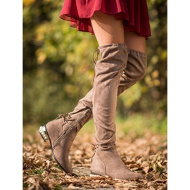 Cm Paris Botas hasta el muslo con tacón decorativo marrón 2