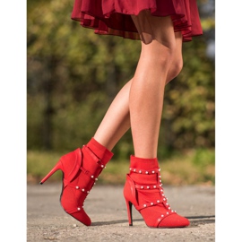 Bestelle Botas sin cordones con perlas rojo 1