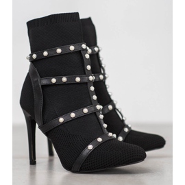 Bestelle Botas sin cordones con perlas negro 5