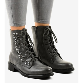 Botines planos grises con pedrería 0-268 1 Botines planos grises con pedrería 0-268 1