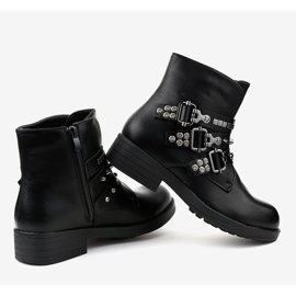 Botas planas negras con hebillas Y225 negro 3