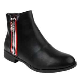 Botines planos mujer ante negro 88-269 1