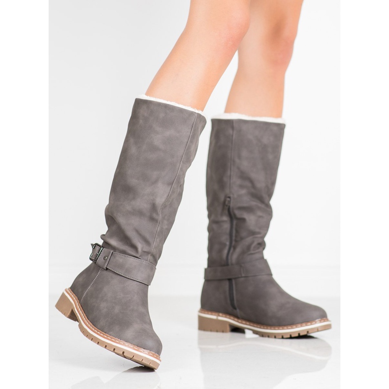 Super Me Botas con piel de oveja gris 1