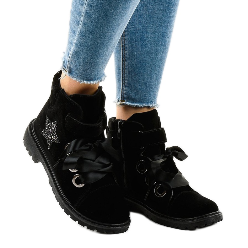 Botas de montaña negras con estrella TL51-1 negro 2 Botas de montaña negras con estrella TL51-1 negro 2