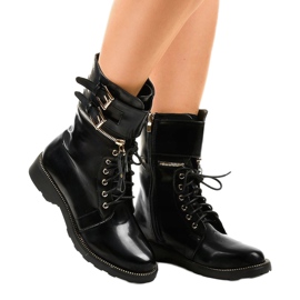 Botas militares negras con cremallera ZH35 negro 3