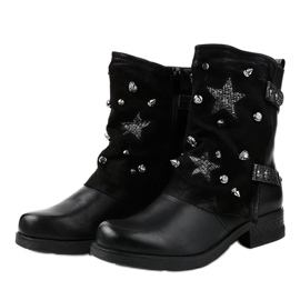 Botines estrella plana negros 8085 2